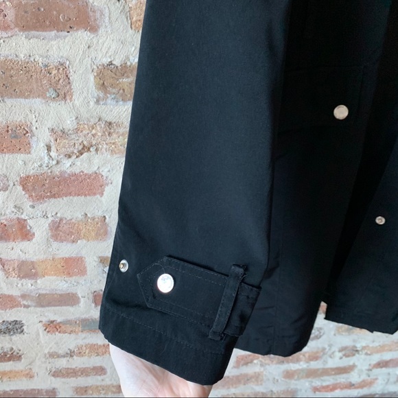 London Fog Long Hooded Raincoat Black Large - Picture 9 of 10